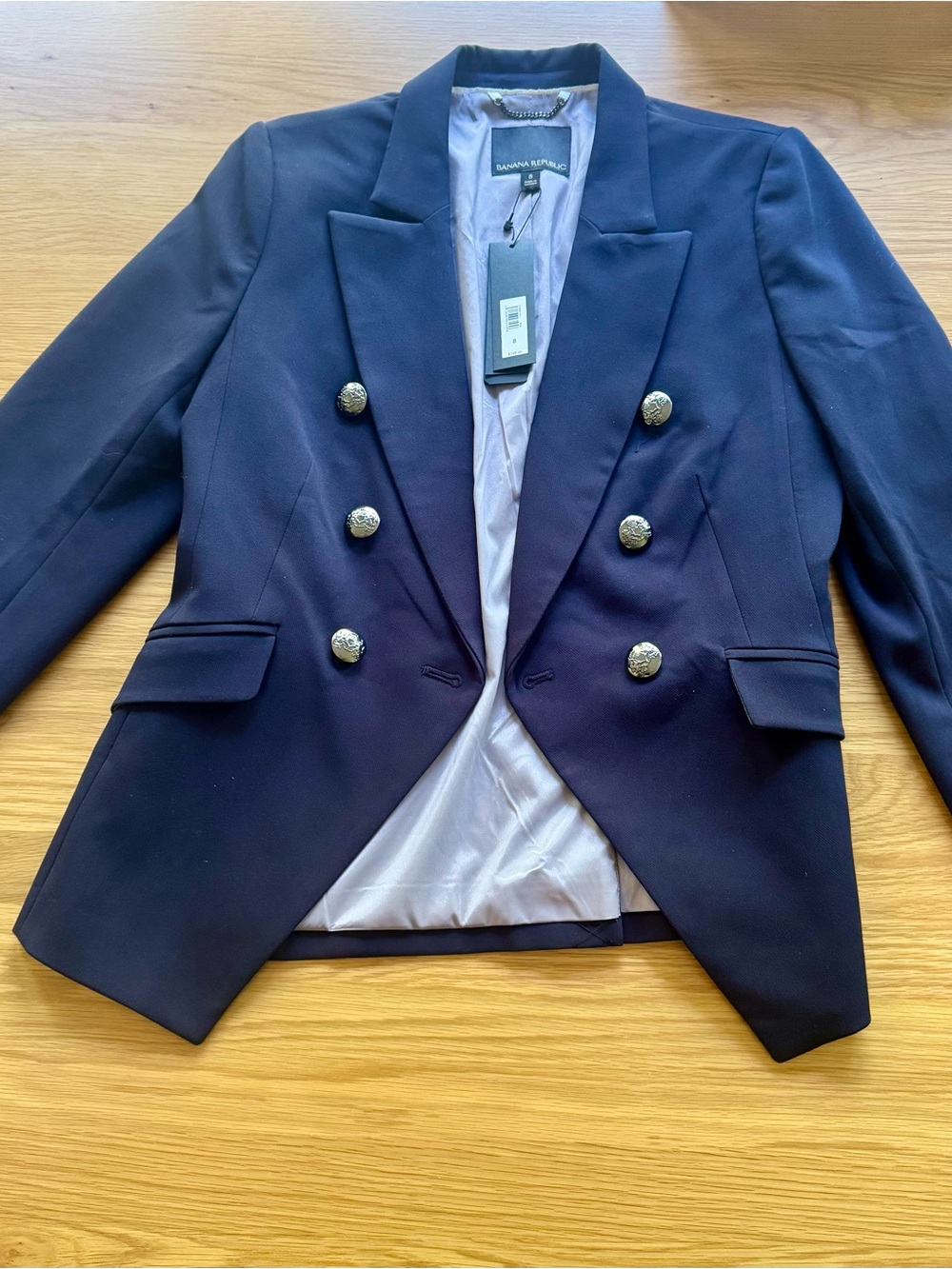 Banana Republic Navy Double-Breasted Blazer with Decorative Buttons